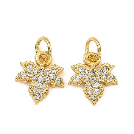 Brass Micro Pave Clear Cubic Zirconia Charms KK-F941-37A-G-1
