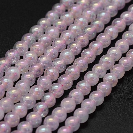 Electroplated Natural Rose Quartz Beads Strands G-K285-06-4mm-1