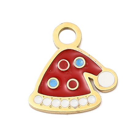 Christmas 304 Stainless Steel Enamel Charms LS-STAS-I356-02G-05-1