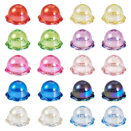 40Pcs 10 Colors UV Plating Acrylic Bead Caps PACR-TA0001-22-1