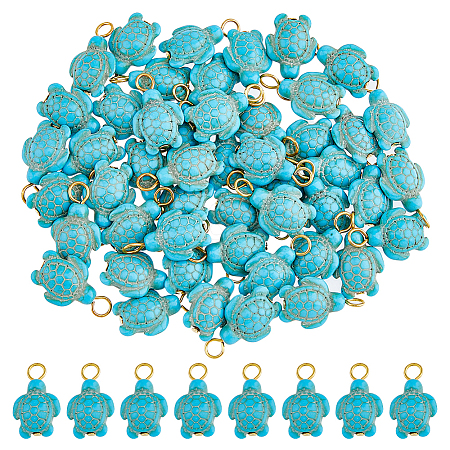 50Pcs Dyed Synthetic Turquoise Pendants PALLOY-AB00113-1