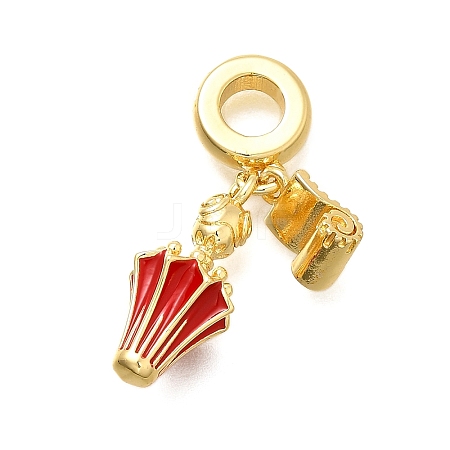 Brass Enamel Badminton European Dangle Charms KK-C087-11G-02-1