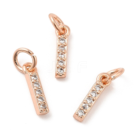 Brass Micro Pave Grade AAA Cubic Zirconia Charms ZIRC-P067-11RG-I-NR-1