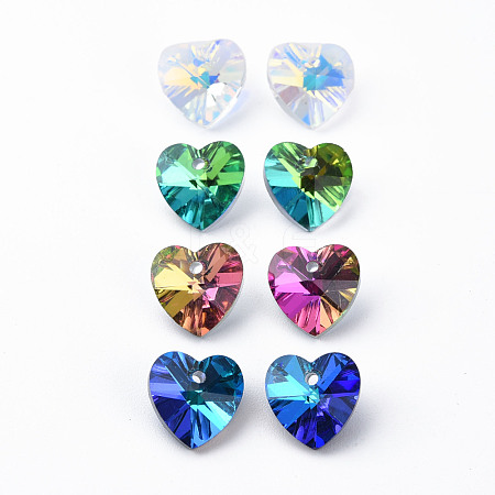 Heart Electroplated Glass Charms EGLA-N006-012-1