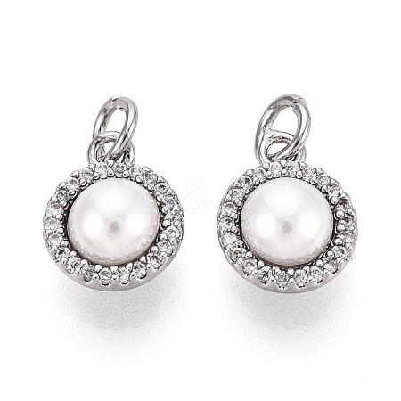 Brass Micro Pave Clear Cubic Zirconia Charms KK-N287-26P-1