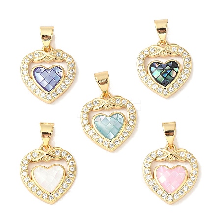 Rack Plating Brass Enamel Micro Pave Clear Cubic Zirconia Pendants KK-K380-04G-1