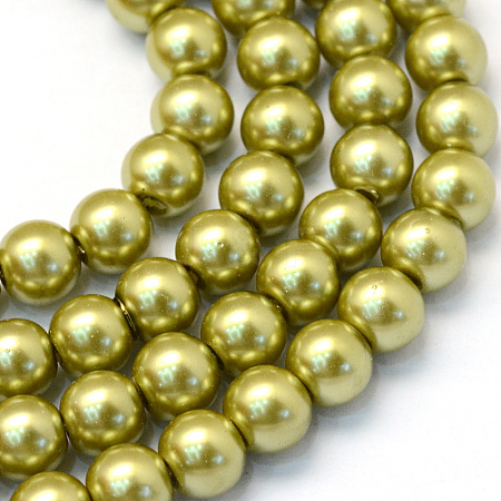 Baking Painted Pearlized Glass Pearl Round Bead Strands HY-Q330-8mm-43-1