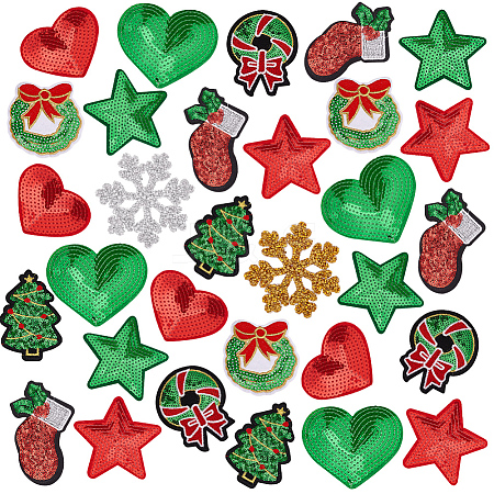 Christmas Theme Computerized Embroidery Polyester Iron On/Sew On Patches DIY-PH0023-25-1