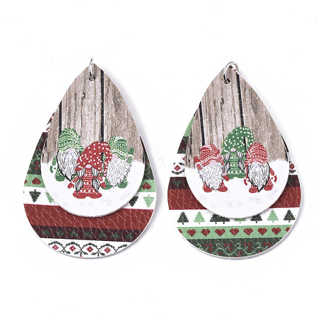 Christmas Theme PU Leather Big Pendants FIND-R080-07-1