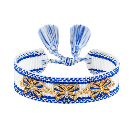 Butterfly Adjustable Polyester & Alloy & Resin Enamel & Rhinestone Slider Bracelets FS-WG9985D-03-1