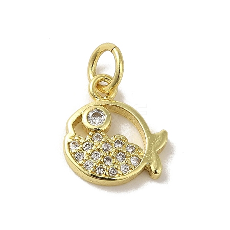 Real 18K Gold Plated Brass Pave Clear Cubic Zirconia Pendants KK-M283-07C-01-1