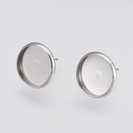 Non-Tarnish 202 Stainless Steel Stud Earring Settings LS-X-STAS-I088-E-02P-1
