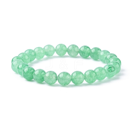 Dyed Natural Green Aventurine Beads Stretch Bracelets X-BJEW-Q305-1