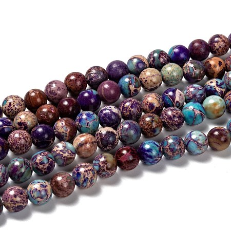 Natural Imperial Jasper Beads Strands X-G-I122-8mm-15-1