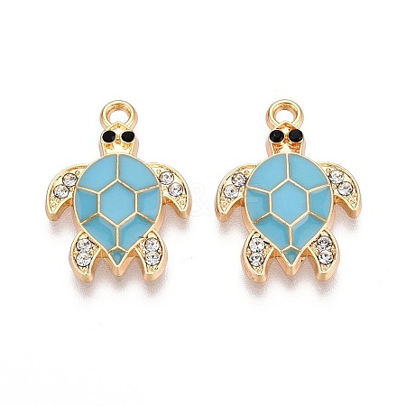 Alloy Rhinestone and Enamel Pendants PALLOY-T092-40G-04-1