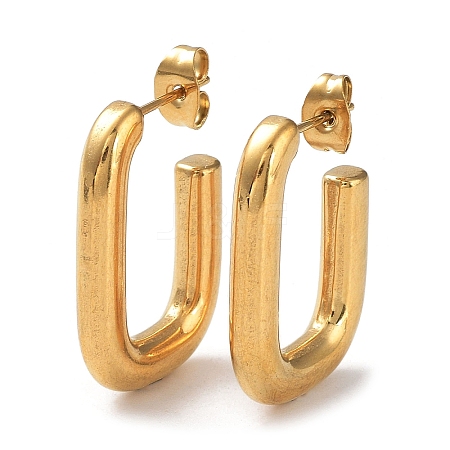 Ion Plating(IP) 304 Stainless Steel Rectangle Ear Studs for Women EJEW-P234-04G-1