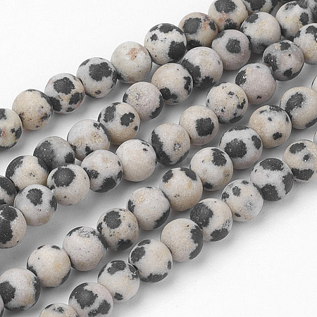 Natural Dalmatian Jasper Bead Strands G-G735-68F-4mm-1