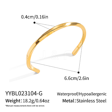 Vintage European and American 304 Stainless Steel Twisted Cuff Bangles for Women WV1773-1-1
