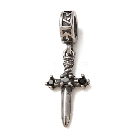 316 Surgical Stainless Steel & Rhinestone European Dangle Charms SA-CBA7555-17AS-01-1