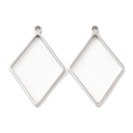 Non-Tarnish 304 Stainless Steel Open Back Bezel Rhombus Pendants LS-STAS-Z040-02B-P-1