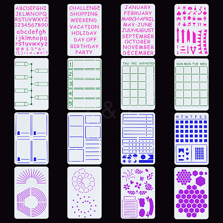 16Pcs Letter Geometric Plastic Drawing Painting Stencils DIY-WH0320-25-1