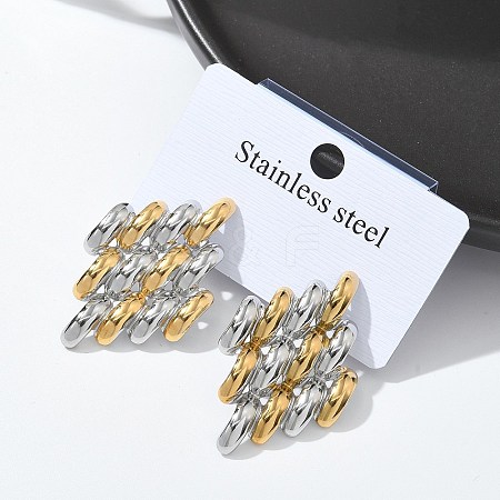 304 Stainless Steel Two Tone Stud Earrings for Women STAS-Z117-03GP-1