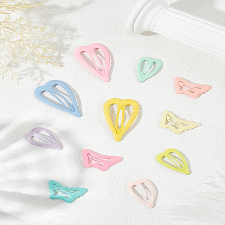 11Pcs 3 Styles Heart & Butterfly Spray Painted Iron Snap Hair Clip for Girls PHAR-LP0002-03-1
