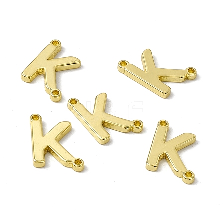 Rack Plating Brass Letter Connector Charms KK-C007-38G-K-1