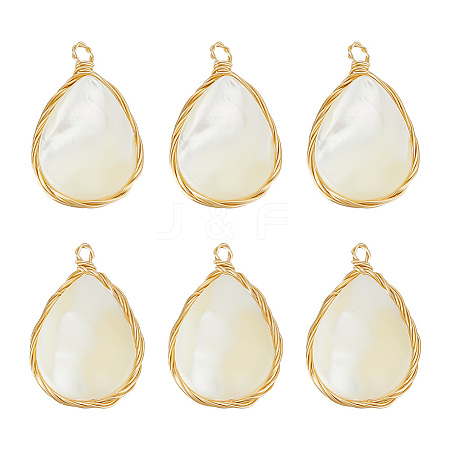 ARRICRAFT 6Pcs Natural White Shell Pendants KK-AR0003-45-1