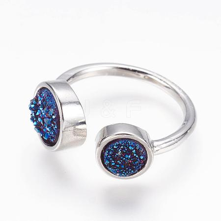 Natural Druzy Agate Cuff Rings RJEW-K017-01P-1