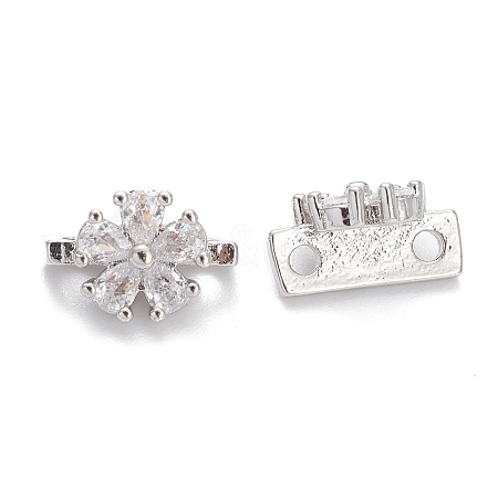 Rack Plating Brass Pave Cubic Zirconia Slide Charms KK-G464-03P-1