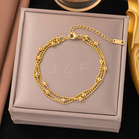 304 Stainless Steel Multi-strand Bracelets BJEW-C110-03G-1