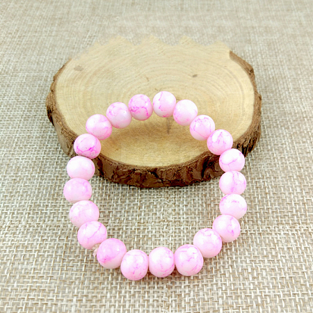Glass Imitation Natural Agate Round Beaded Stretch Beaded Bracelets WG8D788-06-1