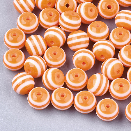 Round Striped Resin Beads RESI-R158-10mm-13-1