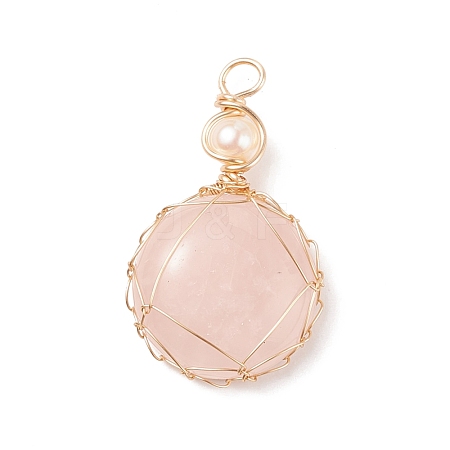 Natural Rose Quartz Pendants PALLOY-JF01556-04-1