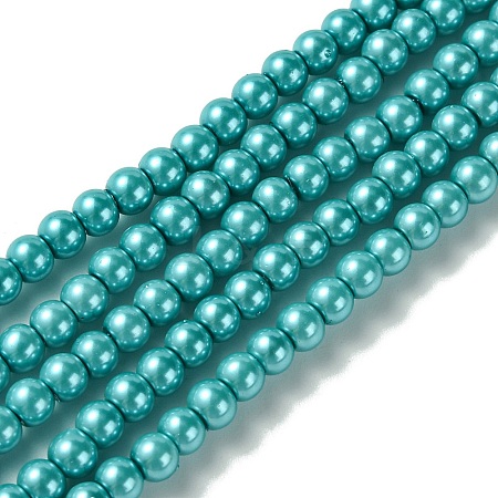 Eco-Friendly Dyed Glass Pearl Round Beads Strands HY-A002-4mm-RB073-1