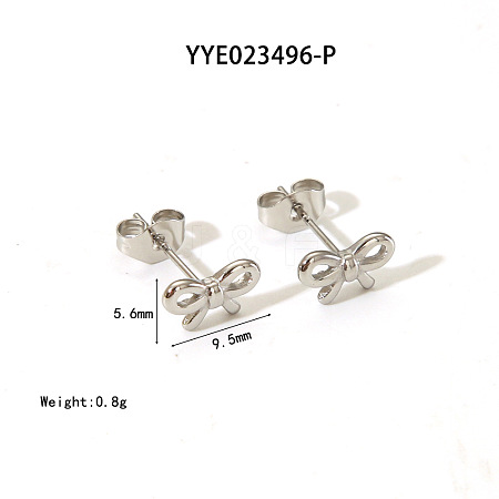 Elegant 304 Stainless Steel Bowknot Stud Earrings CR5364-4-1