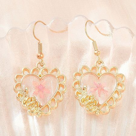Alloy & Dried Flower Dangle Earrings AL-Z001-01G-02-1