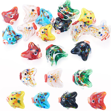 14Pcs 7 Colors Handmade Lampwork Beads LAMP-TA0002-43-1