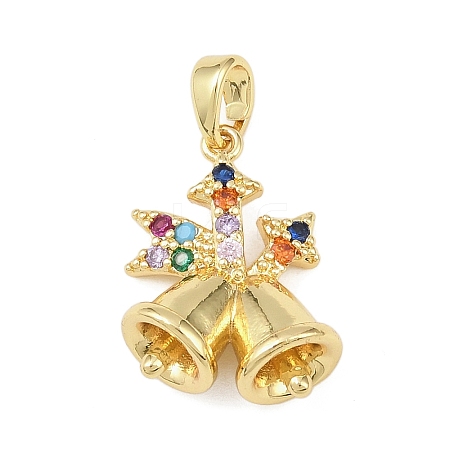 Christmas Brass Micro Pave Cubic Zirconia Pendants KK-H518-03A-G-1