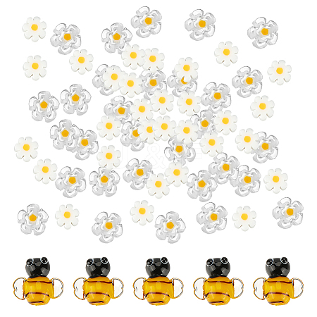 66Pcs 3 Styles Handmade Millefiori Glass Lampwork Beads & Lampwork Beads LAMP-PH0001-48-1