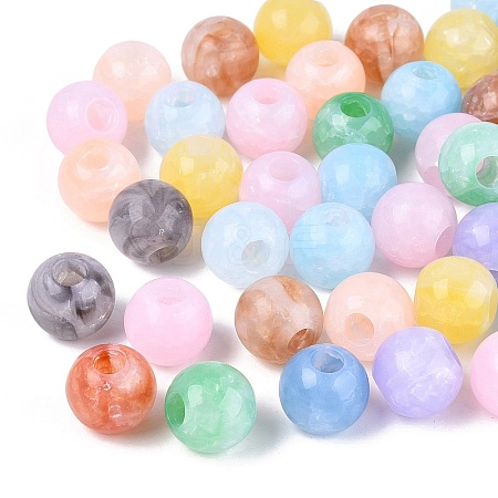 Two Tone Crackle Acrylic European Beads OACR-Q200-05-1