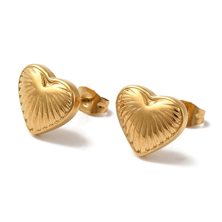 Ion Plating(IP) 304 Stainless Steel Heart Stud Earrings for Women EJEW-Z066-11G-1