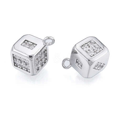 Brass Micro Pave Clear Cubic Zirconia Charms KK-N216-561P-1