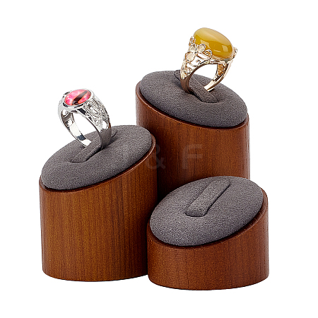 3Pcs 3 Sizes Wood Ring Display Pedestals WH-WG57494-01-1