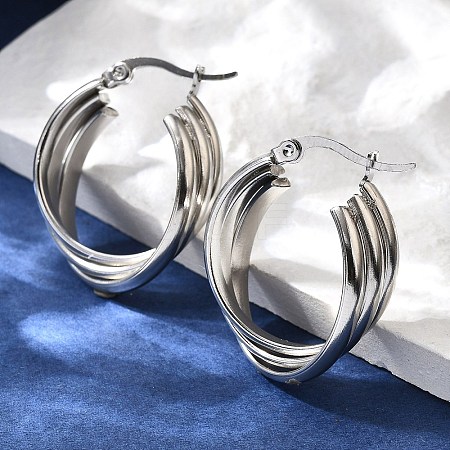 201 Stainless Steel Twist Hoop Earrings EJEW-Q026-04P-1