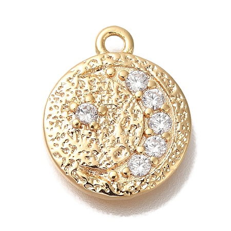 Brass Micro Pave Cubic Zirconia Pendants KK-U038-08G-1