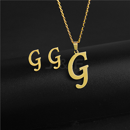 Golden Stainless Steel Initial Letter Jewelry Set IT6493-21-1