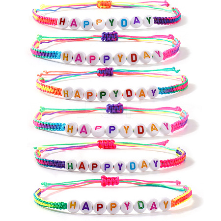 6Pcs Acrylic Beads Braided Bracelets SA1431-1-1