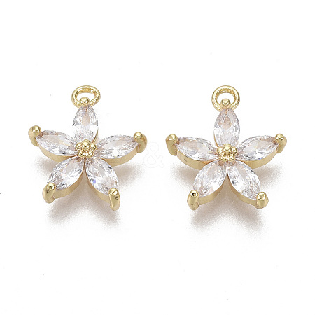 Brass Micro Pave Cubic Zirconia Charms X-KK-R132-009-NF-1